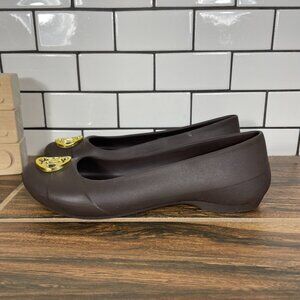 CROCS Gianna Disc Womens Size 6 Shoes Brown Gold Medallion Slip On Ballet Flats